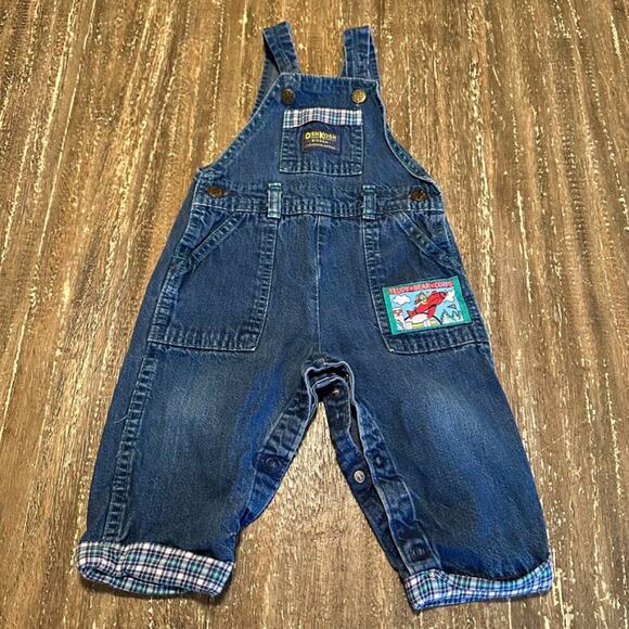 Vintage OshKosh B'Gosh Teddy Bear Corps Denim Overalls, 18 Months - Picture 1 of 9